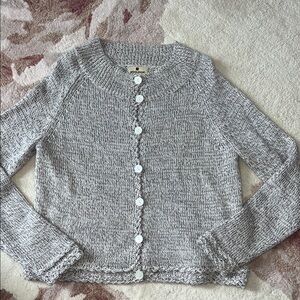 Woolrich Gray Cardigan Sweater with Ribbed Trim